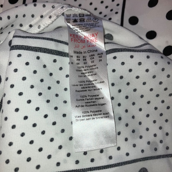 BOOHOO Black and White Polka Dot Stripe Print Button Up Blouse Dress - Picture 6 of 6